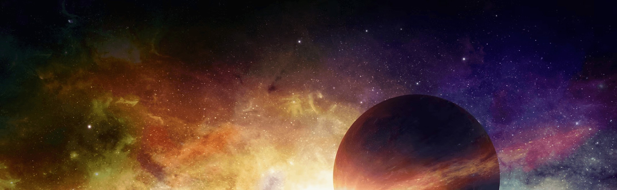 Cosmic nebula with planet